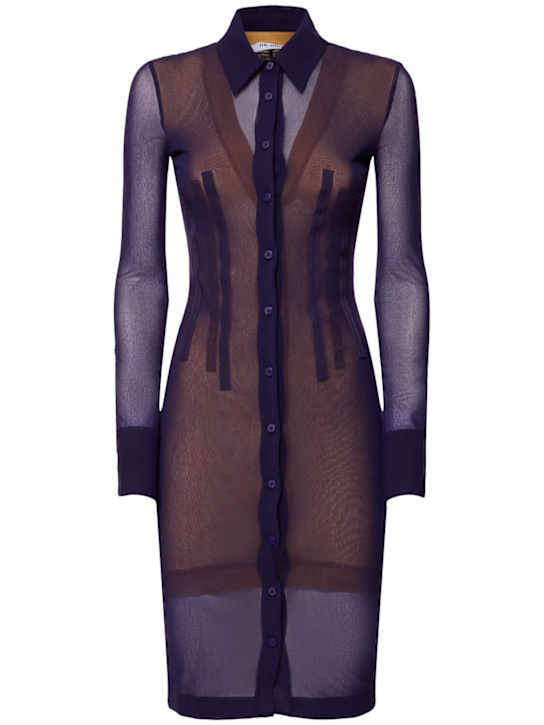 The Attico Stretch tulle mini shirt dress