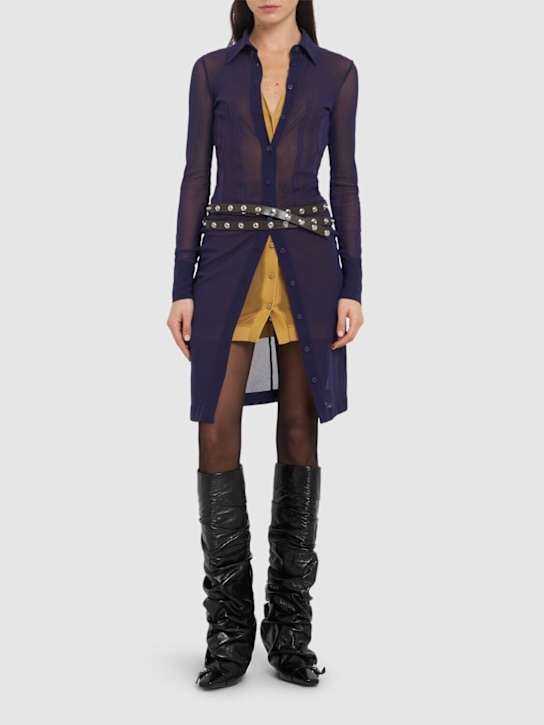 The Attico Stretch tulle mini shirt dress