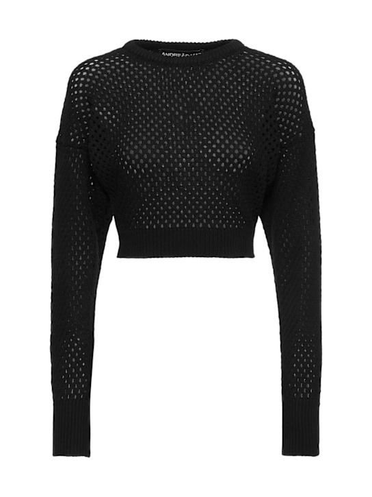 Andreadamo Fishnet knit cotton blend crop sweater