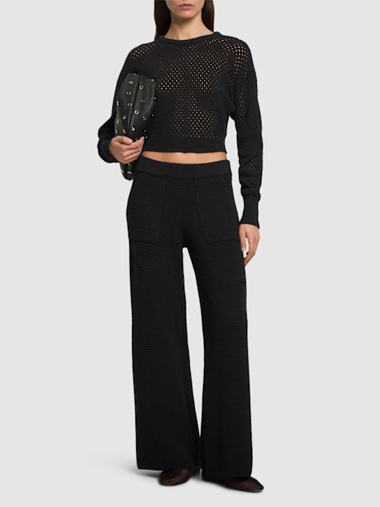 Andreadamo Fishnet knit cotton blend crop sweater