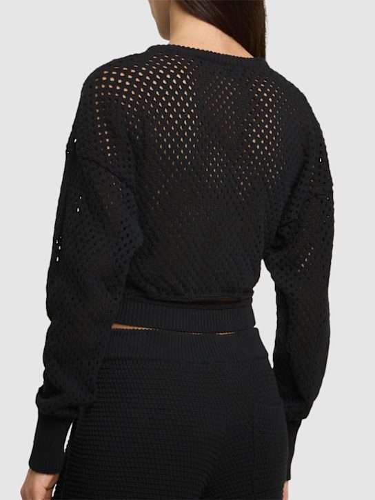 Andreadamo Fishnet knit cotton blend crop sweater