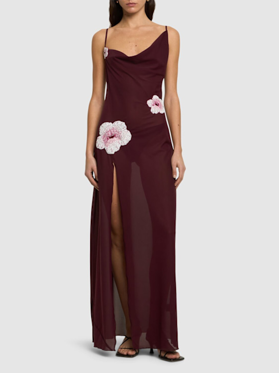 Leslie Amon Galli embroidered mesh long dress