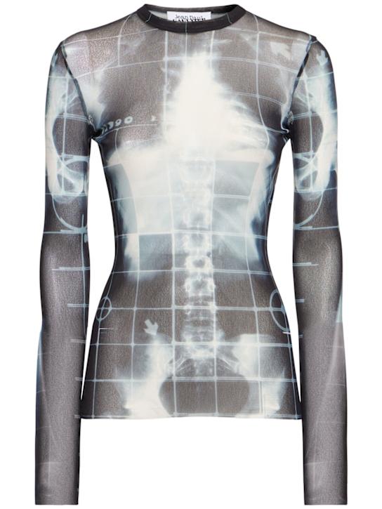 Jean Paul Gaultier Squeletor printed mesh long sleeve top