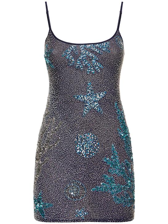 Leslie Amon Maldives seashore beaded mesh mini dress