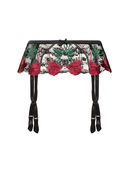 Fleur Du Mal Bleeding Rose embroidered garter