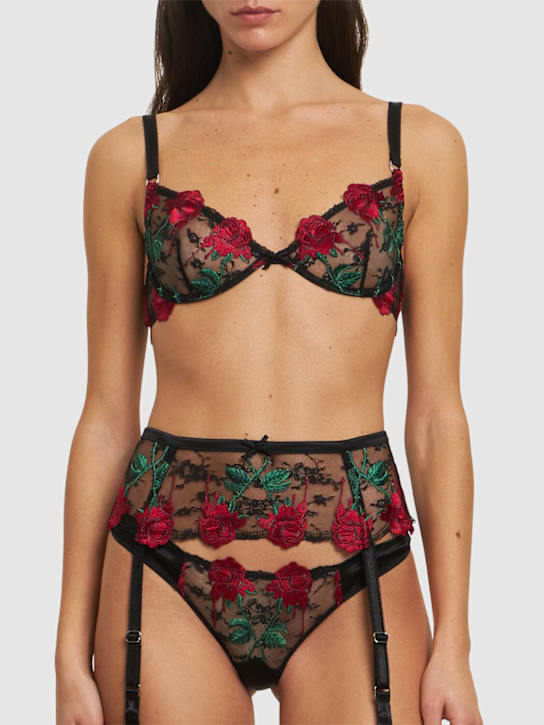 Fleur Du Mal Bleeding Rose embroidered garter