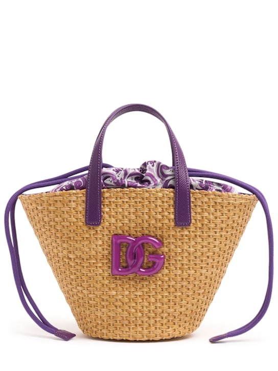 Dolce&Gabbana Embroidered logo raffia tote bag