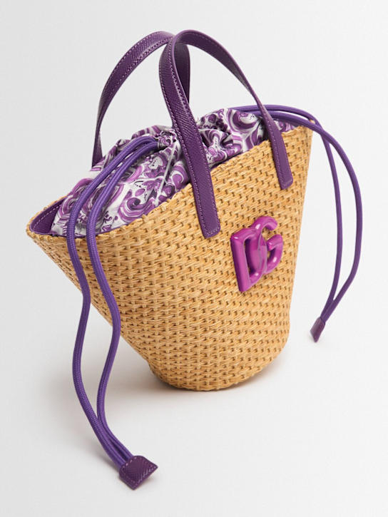 Dolce&Gabbana Embroidered logo raffia tote bag