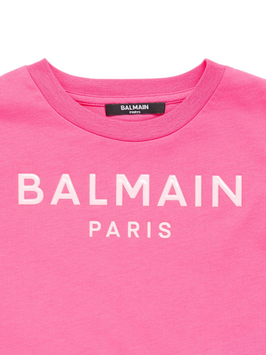 Balmain Printed cotton jersey cropped t-shirt