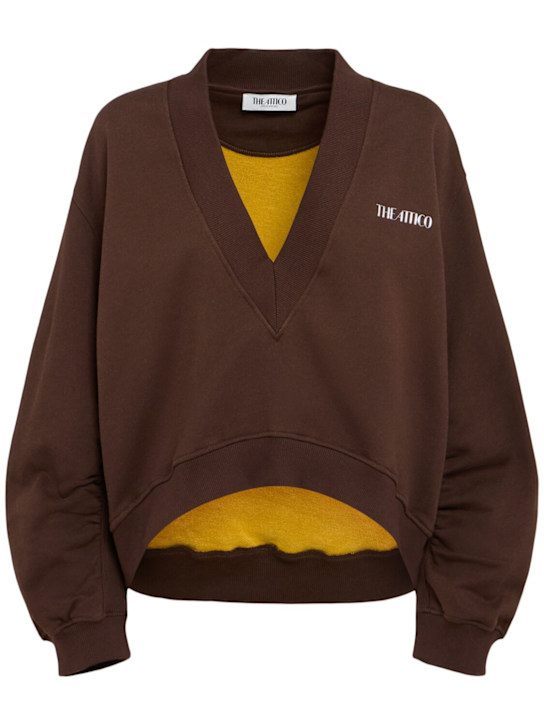 The Attico Double cotton jersey v-neck sweatshirt